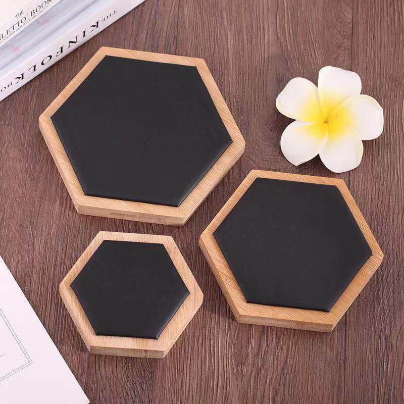 Picture of New bamboo hexagonal three-piece set jewelry ring earrings necklace jewelry display stand display props
