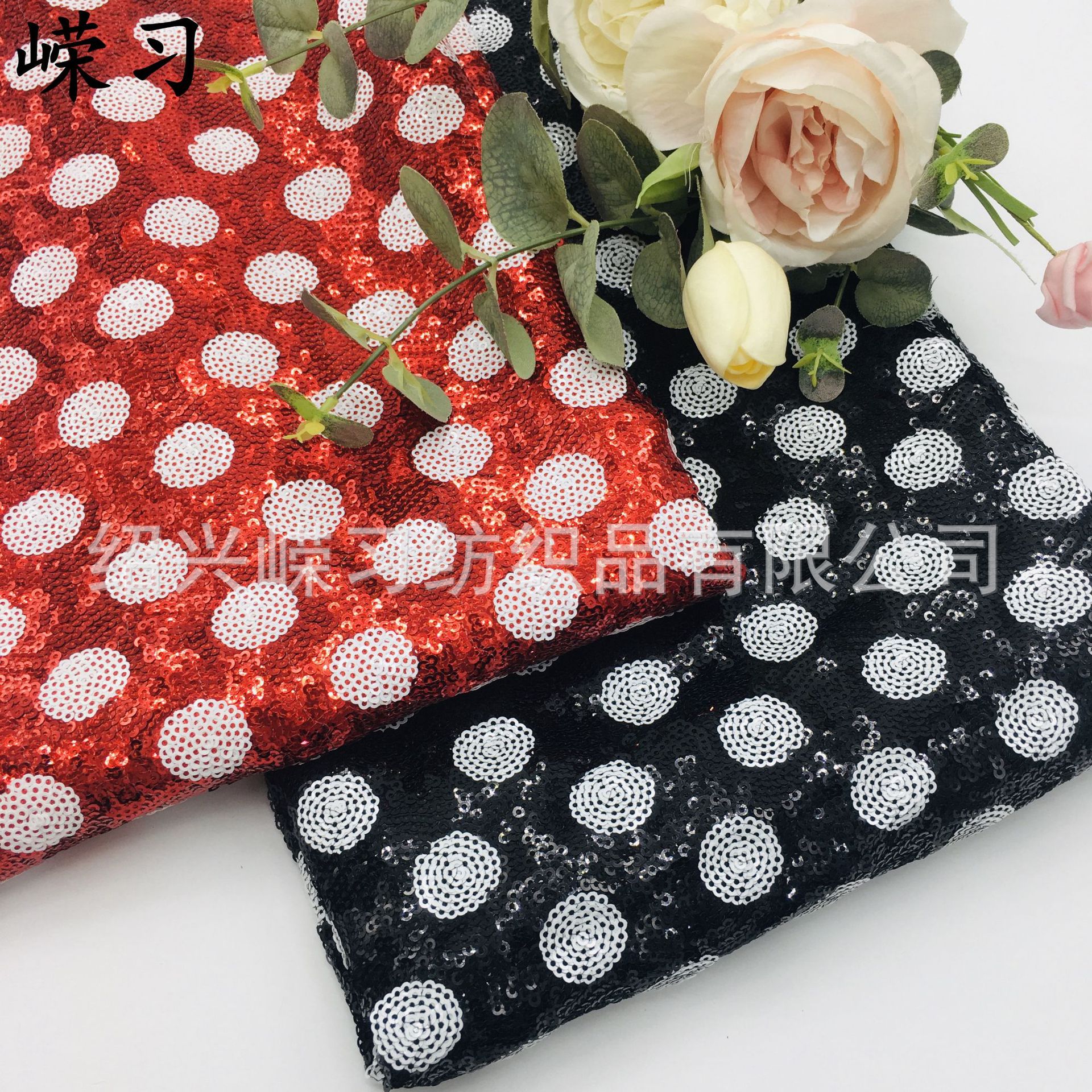 in stock 3mm dense version polka dot mess sequin fabric cushion hairband toy crafts dress sequin cloth factory