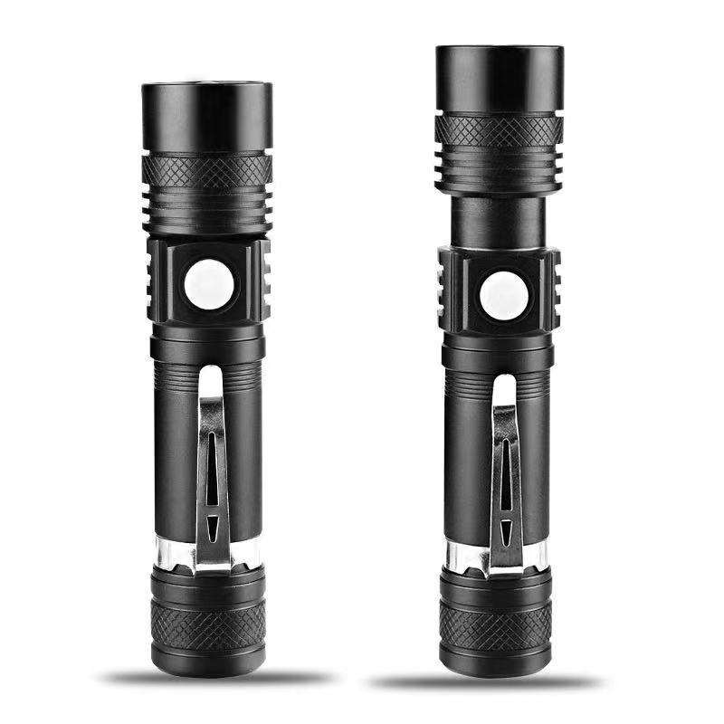 New T6USB rechargeable flashlight outdoor long shot led aluminum alloy telescopic zoom strong light Mini night riding wholesale