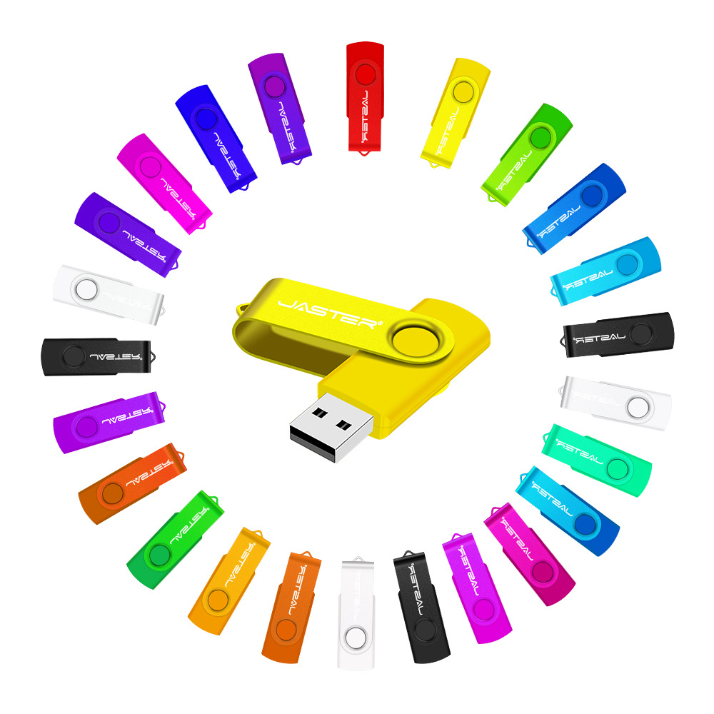 Picture of Plastic color USB flash drive laser diy engraving U disk creative commemorative gift silver clip rotating 64G waterproof U disk