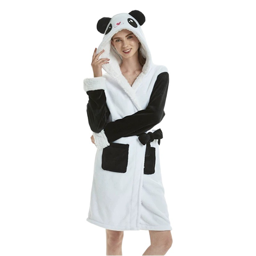 New Style Nightgown, Pajamas, Couple Bathrobe, Comfortable Cotton Velvet Fabric, Cartoon Animal One-Piece Pajamas, Home Clothes, Thickened Hooded