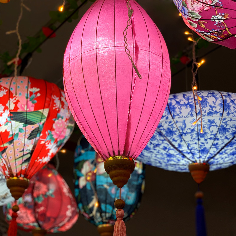 Picture of New Chinese style fabric olive lantern National Day wedding palace lantern waterproof Vietnamese lantern outdoor antique decorative lantern