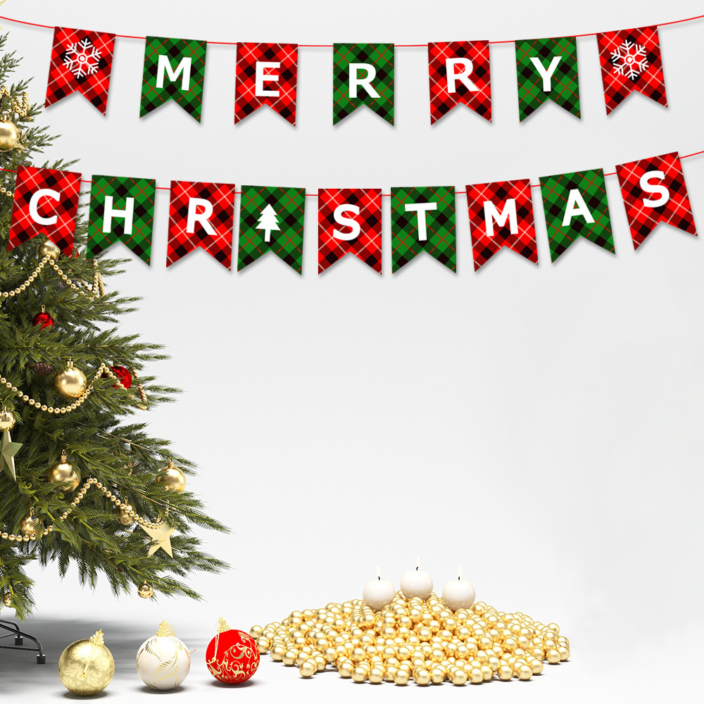 Picture of Christmas Decorations Christmas Pull Flag Hanging Flag Holiday Banner Party Decoration Paper Cartoon Christmas Pull Flower String Flag