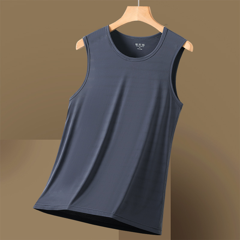 Picture of Summer Ultra-thin Breathable Sports Quick-drying Top Running Fitness Sleeveless T-shirt Ice Silk Elastic plus size Men's Vest