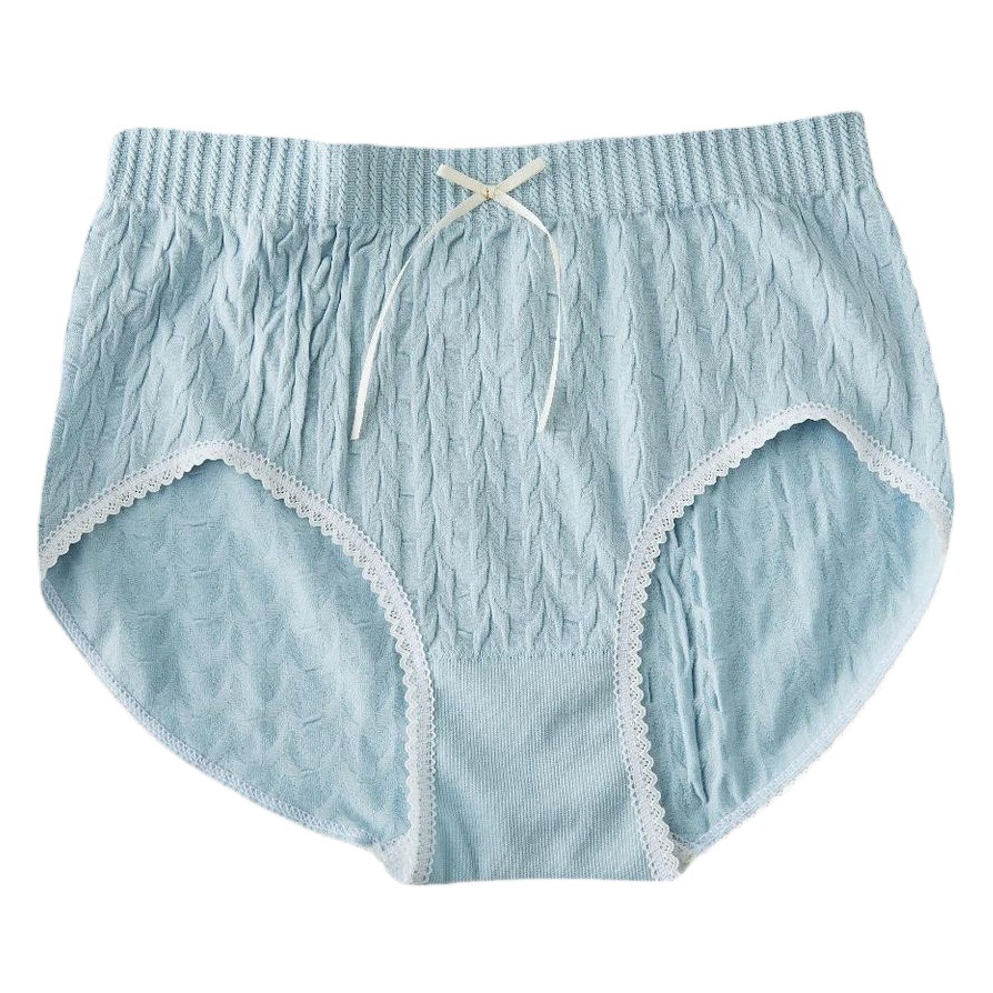 Sweet pure style bow women's underwear high elastic plus size underwear seamless lace mid-waist triangle underwear fashion