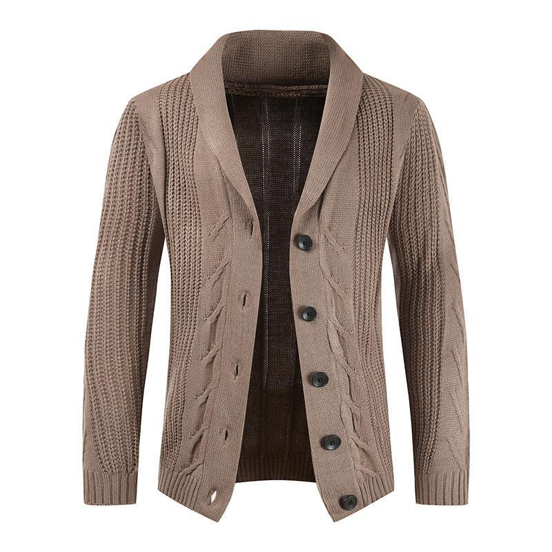 Fall 2023 men's foreign trade new cardigan solid color personality slim single-breasted casual sweater