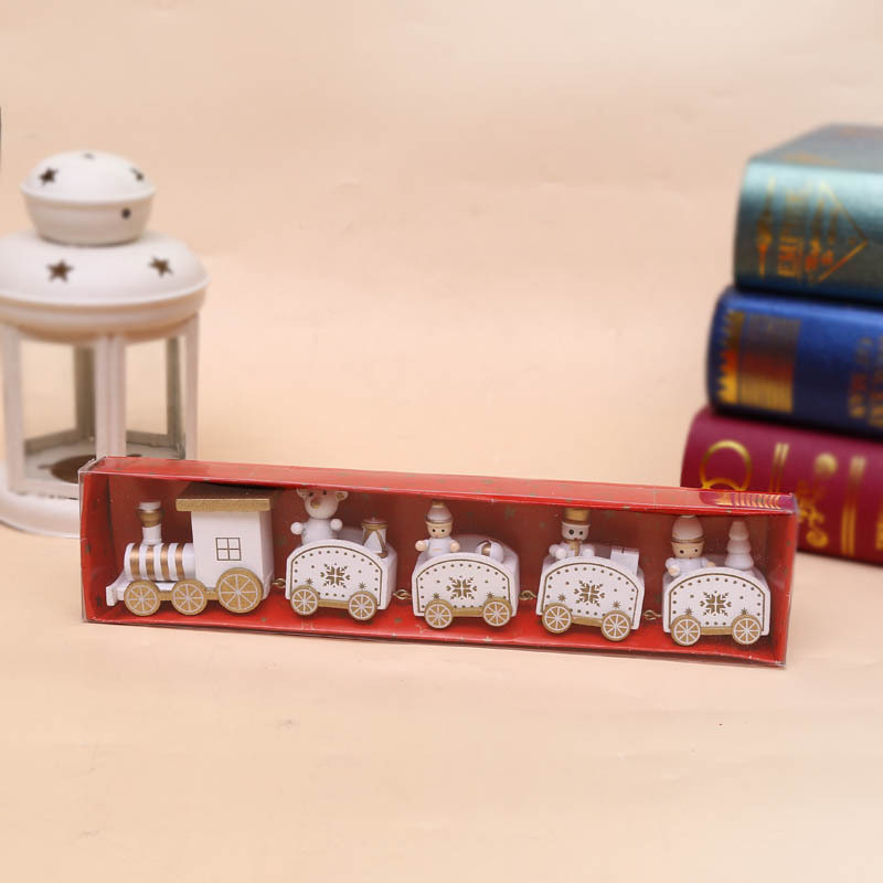 Picture of Strict selection of Christmas decorations Christmas wooden train children's kindergarten Christmas gift window ornaments