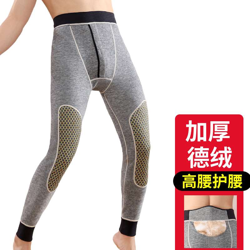 Picture of 800 Men's Composite Cotton Pants, a Popular Winter Item in the North, Fleece-Lined, Thickened, Warm Pants, Plus-Size, High-Waisted Leggings