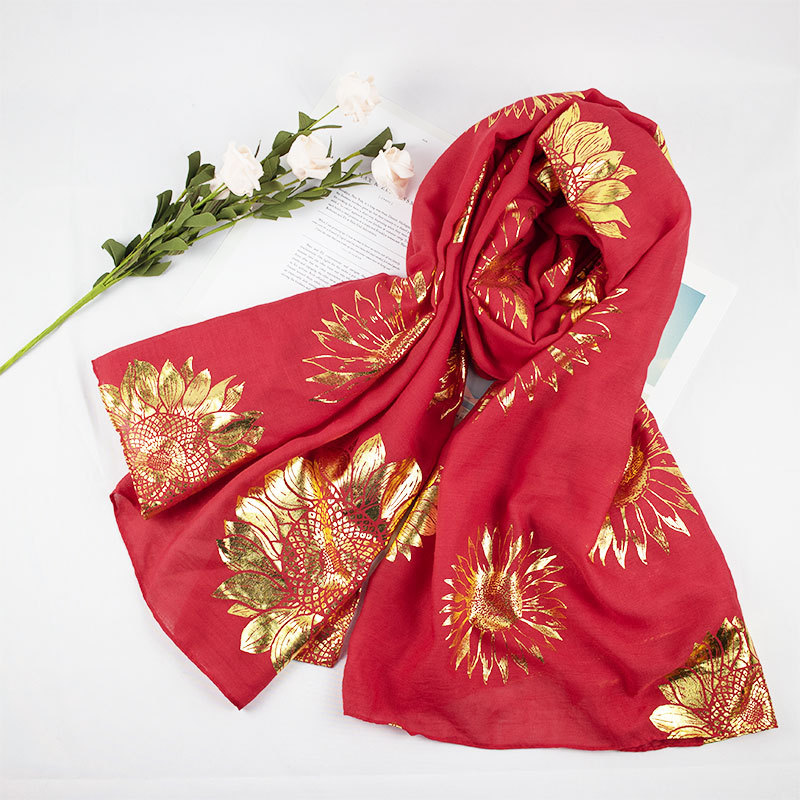 Donggong Xiaofeng Same Style Ethnic Style Silk Scarf Thin Bronzing Red Chaka Salt Lake Desert Cotton and Linen Shawl Scarf Women