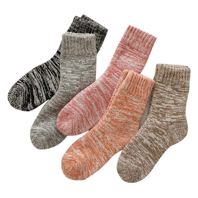 Winter new women's socks parallel retro color thickened warm Terry socks women's towel bottom mid-calf socks wholesale