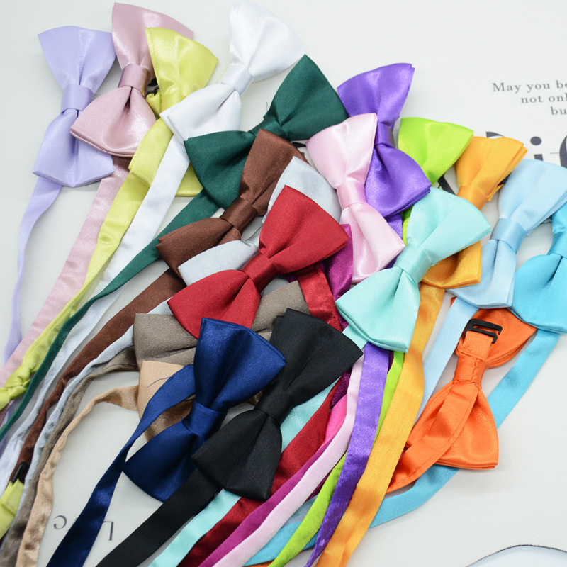 Korean Style Kidsren's Bows for Boys and Girls Kindergarten Kidsren Pure Color Glossy Flower Girl Bow Trendy Treasure Black Red Yellow Purple Blue