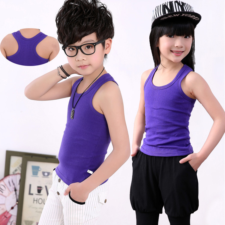 Picture of Children's Cotton Boys' I-shaped Hurdle Girls' Small Camisole Underwear Summer Girls' Undershirt