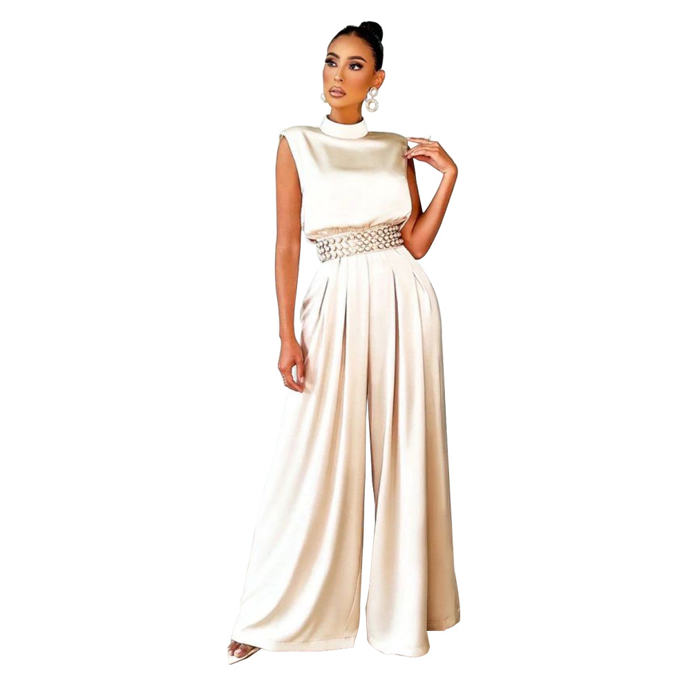 Picture of K10190 AliExpress European and American Women's 2022 New Fashion Wide Leg Pants Solid Color High Neck Sleeveless Waisted Pants