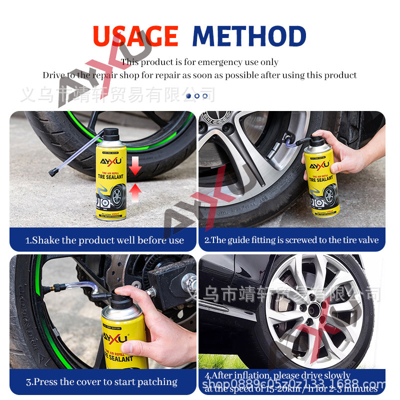 Picture of AYXU car tire repair fluid portable automatic inflatable leak repair electric motorcycle emergency tire vacuum tire self-repair fluid