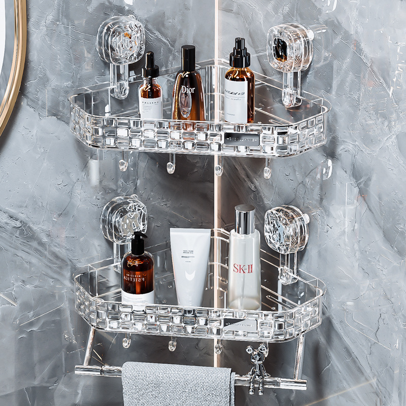Suction Cup Corner Storage Rack Bathroom Toilet Wash Table Bathroom Shower Hole-free Wall Hanging Triangle Storage Artifact