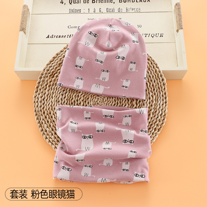 Picture of New baby double hat suit warm Amazon foreign trade wholesale printing children's scarf hat suit