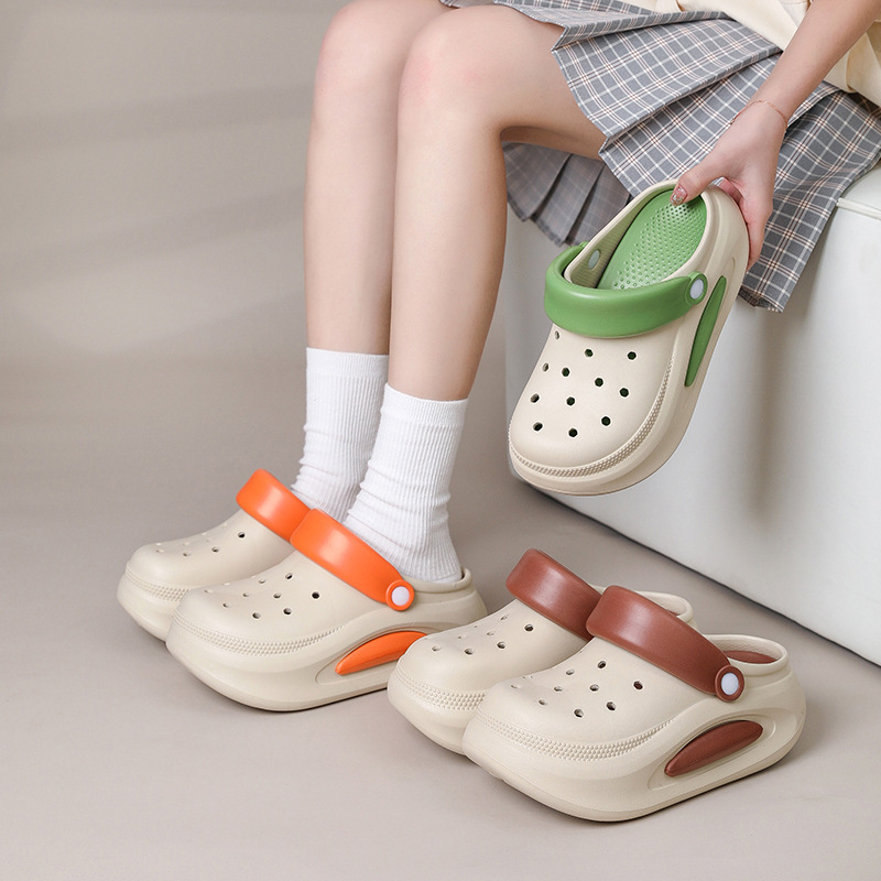 Picture of S052 Contrast Color Height-increasing Hole Shoes for Women Summer Height-increasing Feeling of Stepping on Shoes Can be Wearable for Men's Indoor Eva Anti-skid