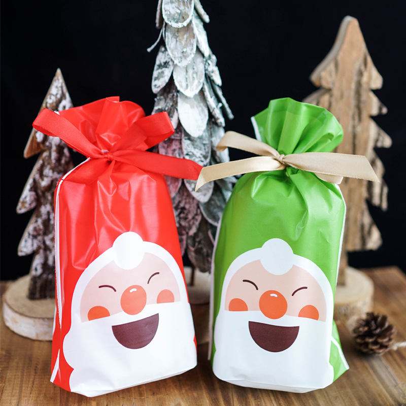 Cross-border new Christmas creative small gift bag ribbon drawstring bag bezel Santa Claus gift bag 50