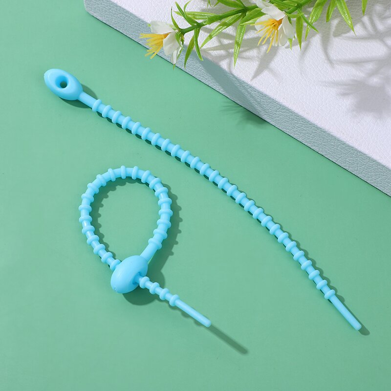 Picture of Self-locking storage soft rubber rope cartoon diy key ring silicone cable tie color data cable tie can be reused