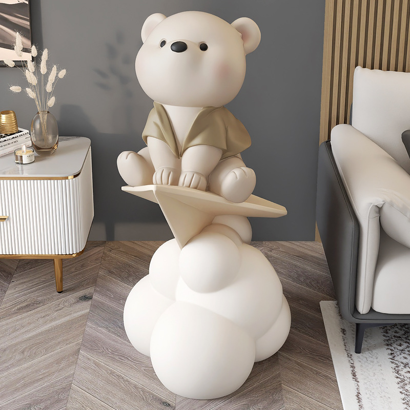 Picture of Creative Bear Moving Gift Large Floor-Standing Ornaments Living Room Tv Cabinet Next to the Sofa Accessible Luxury Home Decorations