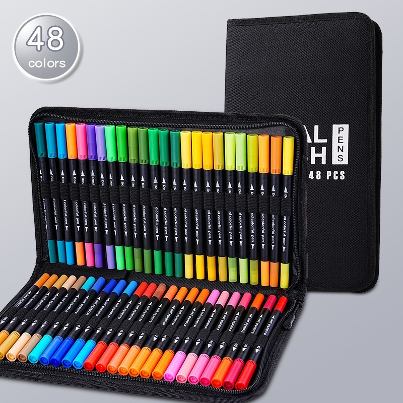 Picture of Children's brush water-based soft head double watercolor pen color washable soft head pen set