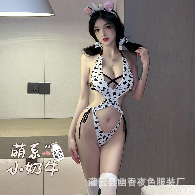 Lin Linting Sexy Underwear Female Cow Maid Costume Seduction Halloween Passion Suit Sexy Bed Pajamas 2641