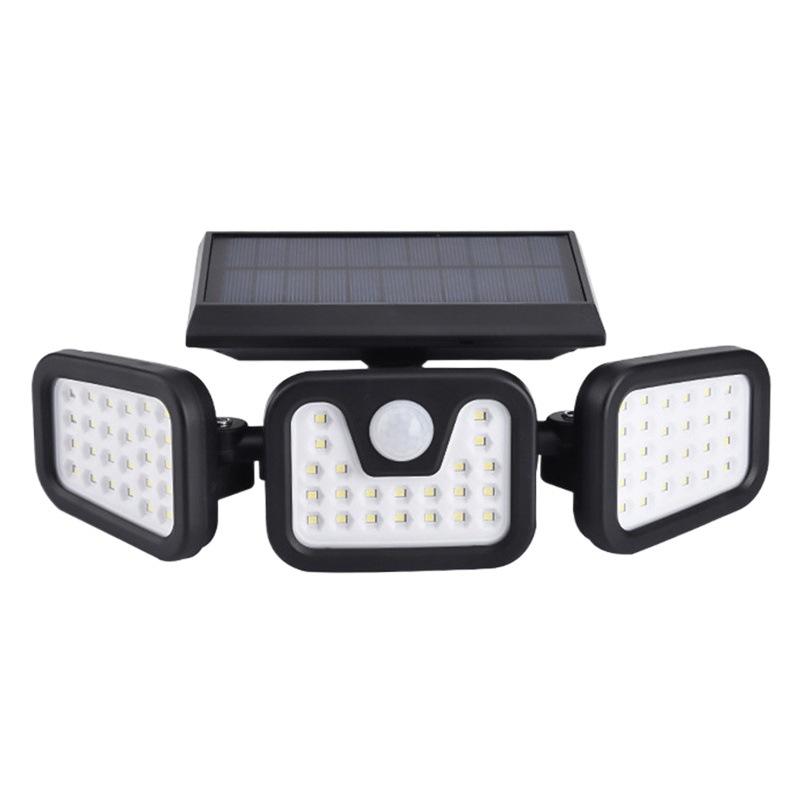 Solar Three-Head Split Wall Lamp with Human Body Sensor Led Outdoor Garden Lamp Road Lighting Integrated Street Lamp