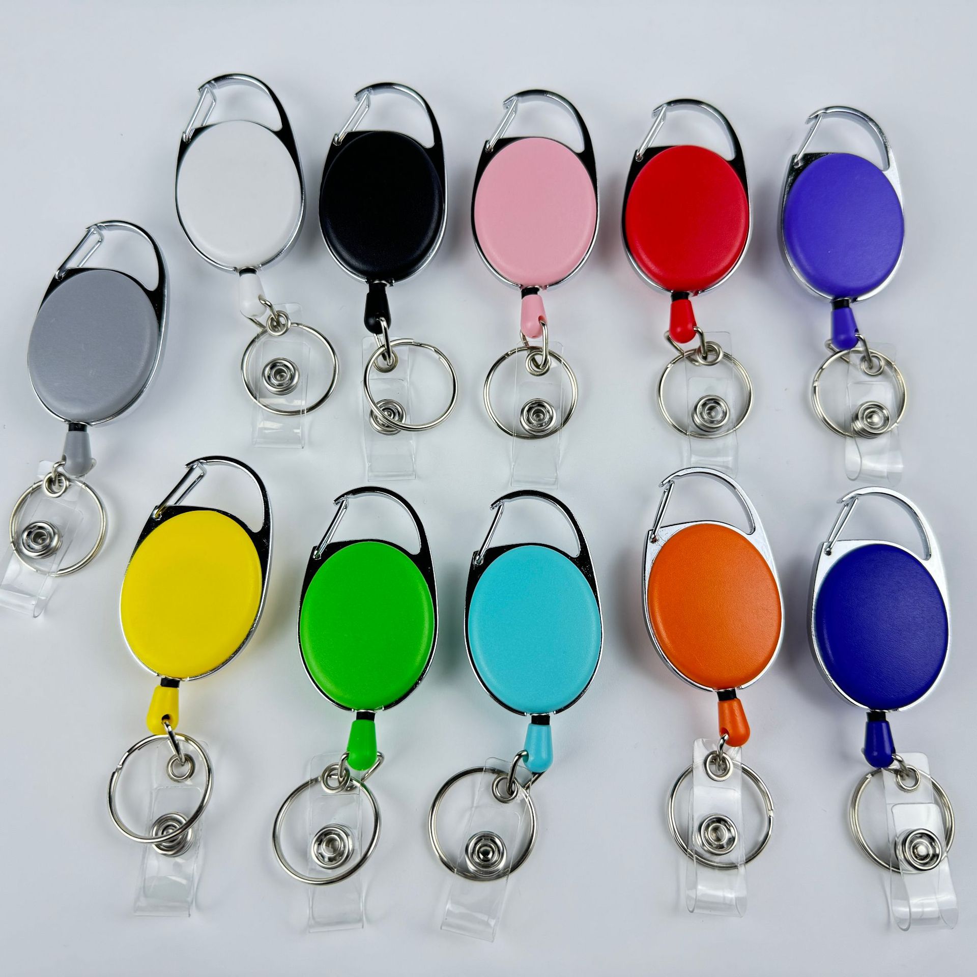 Picture of Oval Outdoor Solid Color Solid Color Easy Pull Buckle Easy Pull Retractable Buckle Wire Pull Cable ID Buckle Retractable Keychain