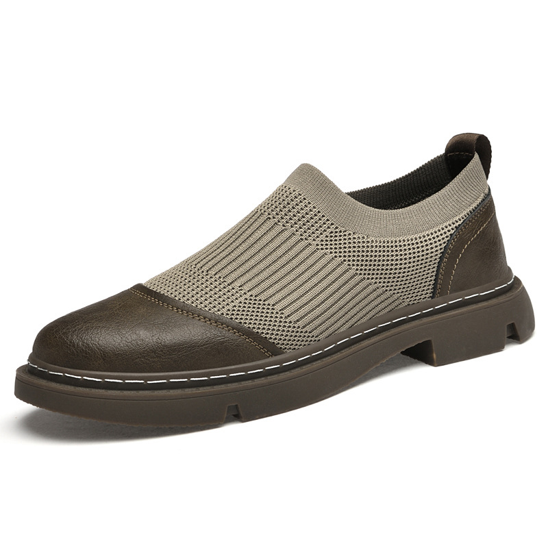 ZT9588 Men's Flying Mesh Cloth Foot Brock Shoes Spring and Summer Low-top Casual Shoes Stitching Inner Height-increasing Leather Shoes