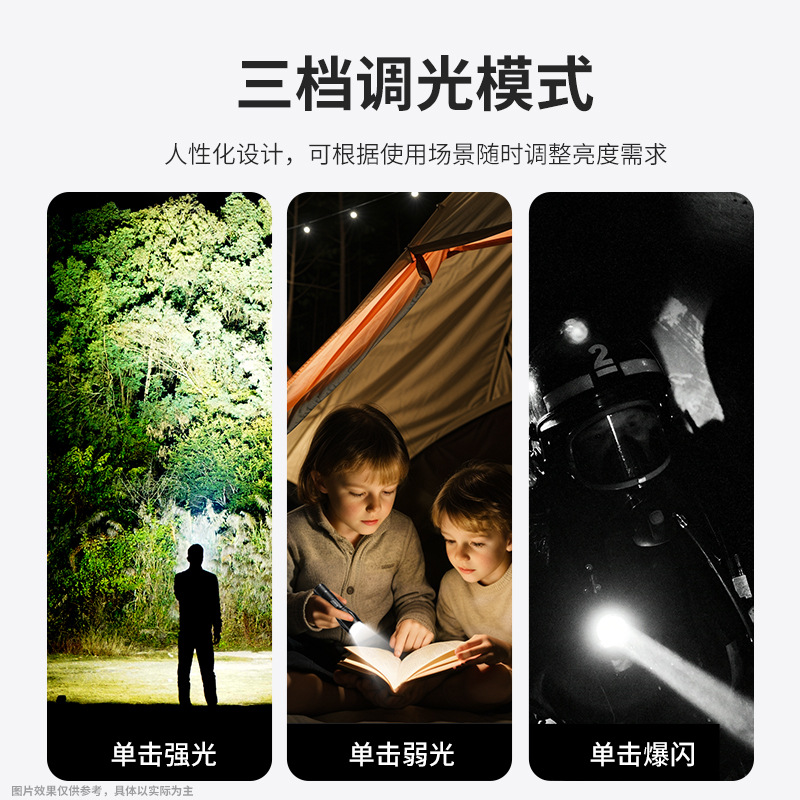 Picture of Telescopic zoom mini flashlight outdoor long-range bright portable flashlight USB rechargeable flashlight