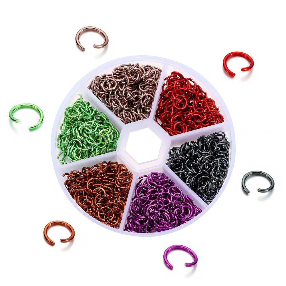Picture of DIY jewelry accessories jump ring connecting ring open ring 6mm six grid boxed color aluminum ring earrings Accessories Wholesale