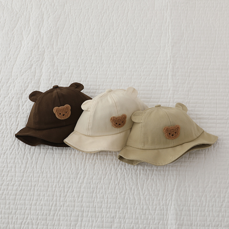 Picture of Fisherman hat ear stickers bear spring and autumn children sun hat boys baby basin hat Girls cute super cute fisherman hat