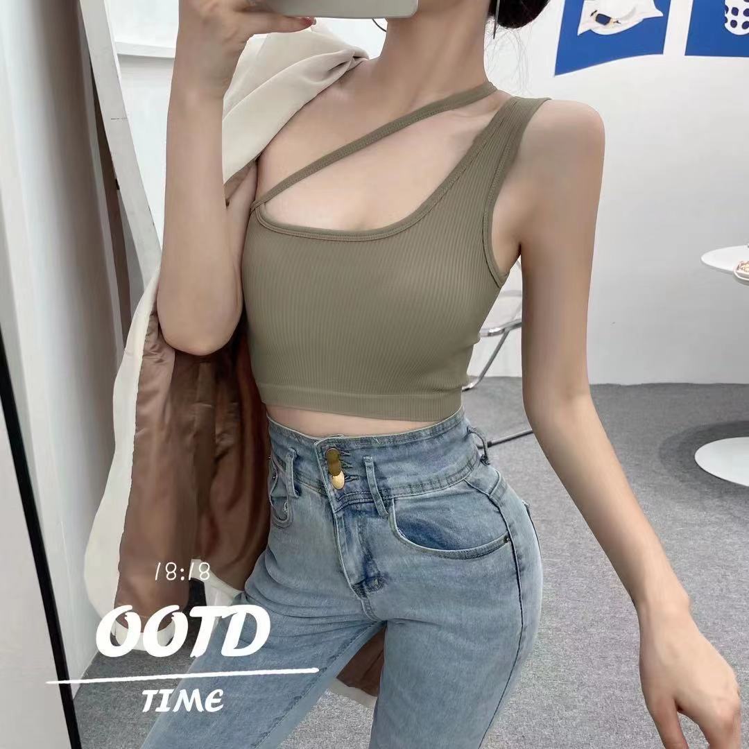 Wrapped Chest Foreign Trade Underwear Irregular Inclined Shoulder Sling Seamless U-shaped Beautiful Back Bra Vest-style Wearable Internet Celebrity