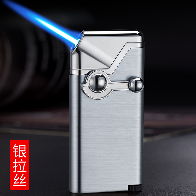 Picture of DL369 creative inflatable point pipe oblique fire rocker arm blue flame direct punching windproof advertising lighter wholesale