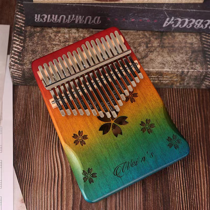 Picture of Thumb Piano 17-Tone Kalimba Kalimba 21-Tone Kalimba Finger Piano Instrument Solid Wood Rainbow Model