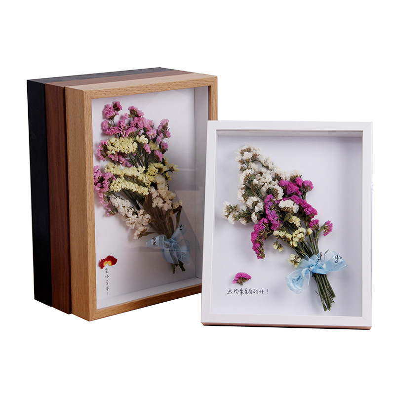Picture of Wooden 3cm Hollow Dried Flower Stereo Photo Frame Specimen Frame DIY Handmade Clay Works Immortal Flower Framed Picture Frame