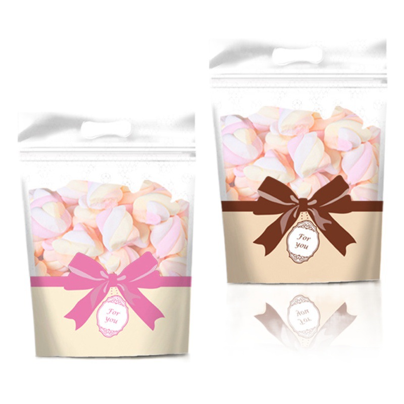 2022 Bow Snowflake Crisp Nougat Milk Date Candy Cookie Biscuit Bag Self-sealing Zipper Packaging Bag