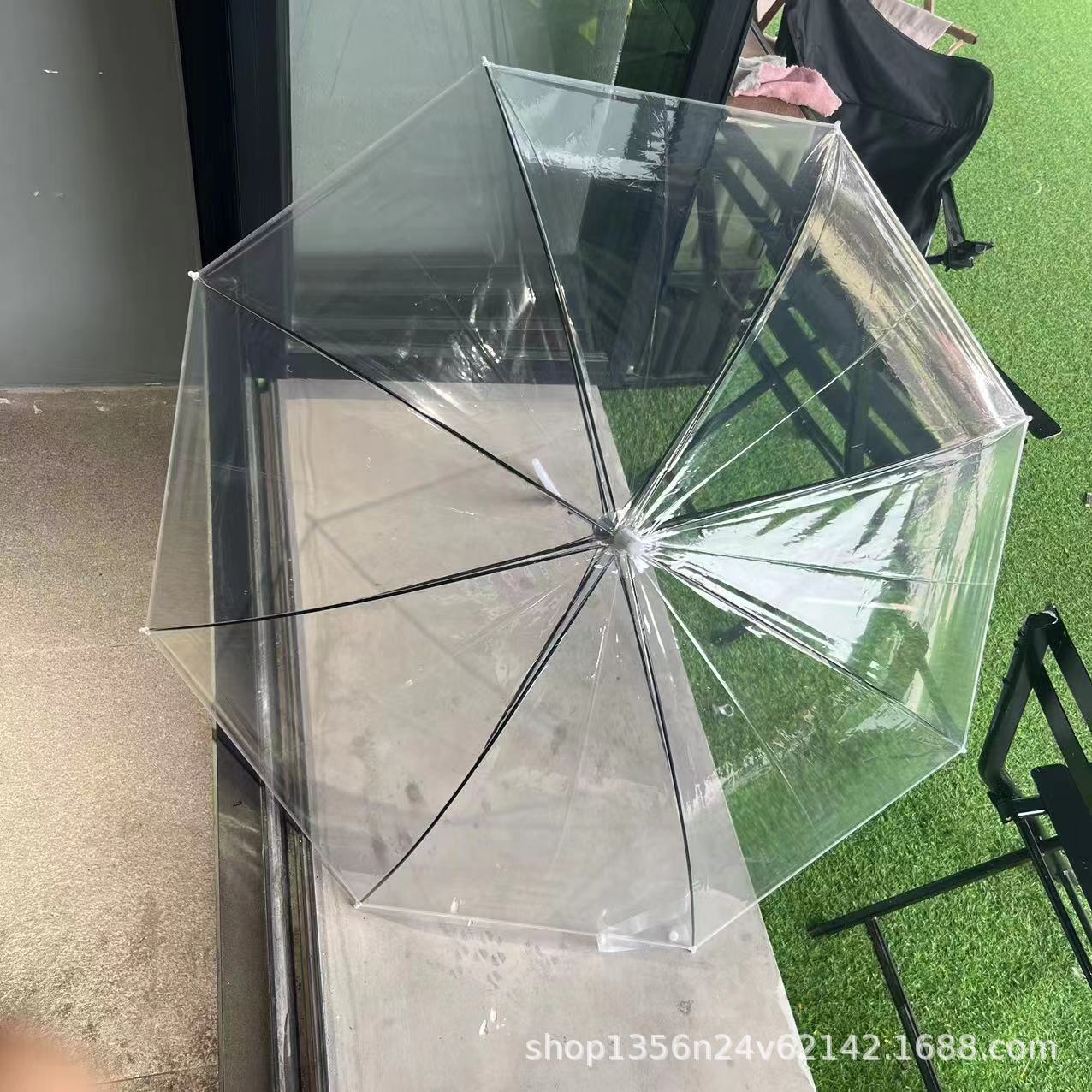 Transparent umbrella frosted umbrella rain and rain dual-use umbrella long handle large umbrella Internet celebrity student female ins advanced umbrella