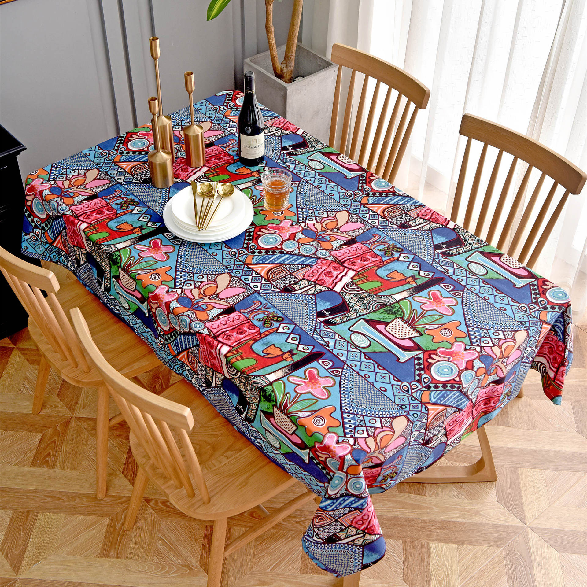 Picture of Hemp cotton digital printed fabric Yunnan Lijiang printed cotton linen fabric ethnic style retro Bohemian fabric