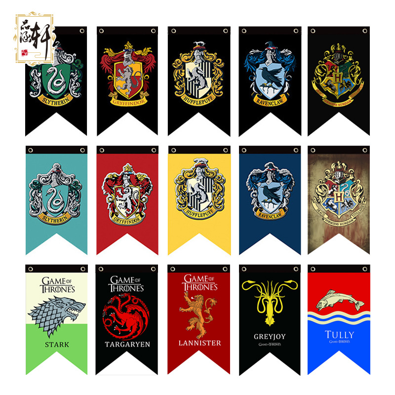Cross-Border Harry Potter Flag Four Houses College Hanging Flag 75*125cm Decorative Hanging Flag Gryffindor Wall Decoration