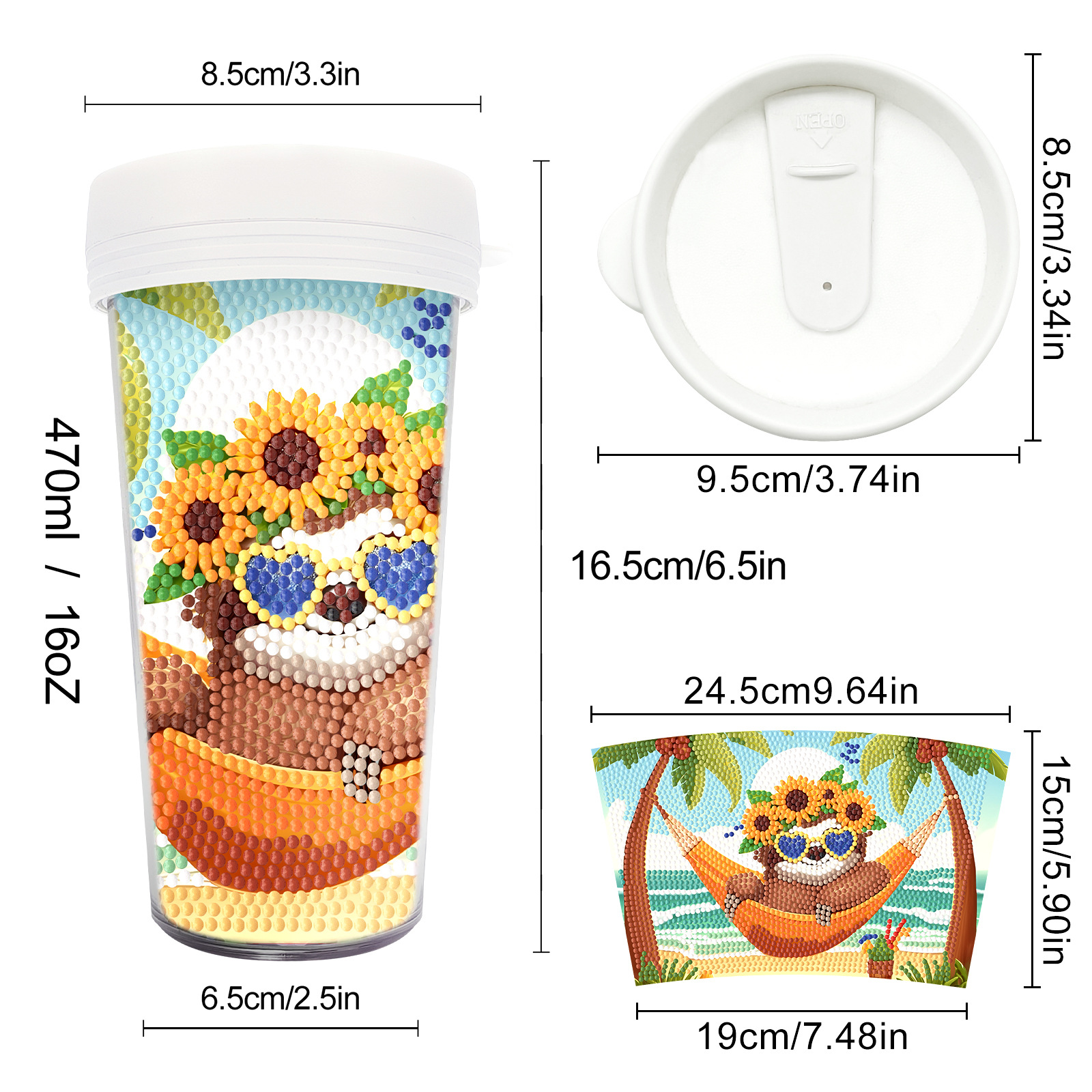Picture of Diamond Painting Peripherals, New and Unique Cups, Cross-Border Supply, Diamond Stickers, Embroidery, DIY Handmade Full Diamond Creative Decorative Paintings Wholesale