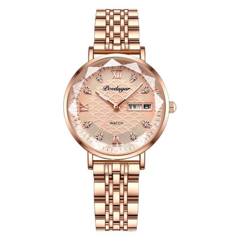 Baida eggplant waterproof luminous ladies watch female student calendar ultra-thin quartz watch trembles AliExpress a generation of hair