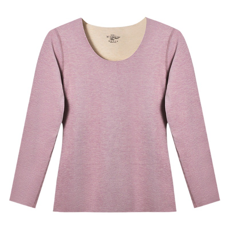 Women's Thermal Underwear Inner Wear Traceless Women's Autumn Clothes fleece-lined Thickened Base Autumn and Winter Single Wool Autumn Clothes for Women