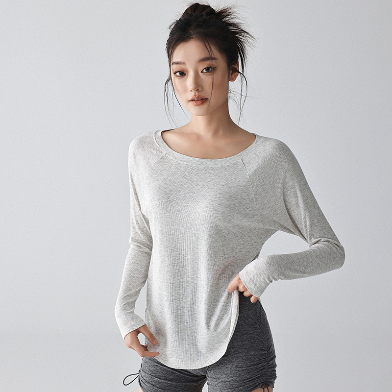 Yoga clothing women's autumn new quick-drying loose Pilates training fitness top sports long sleeve blouse wholesale