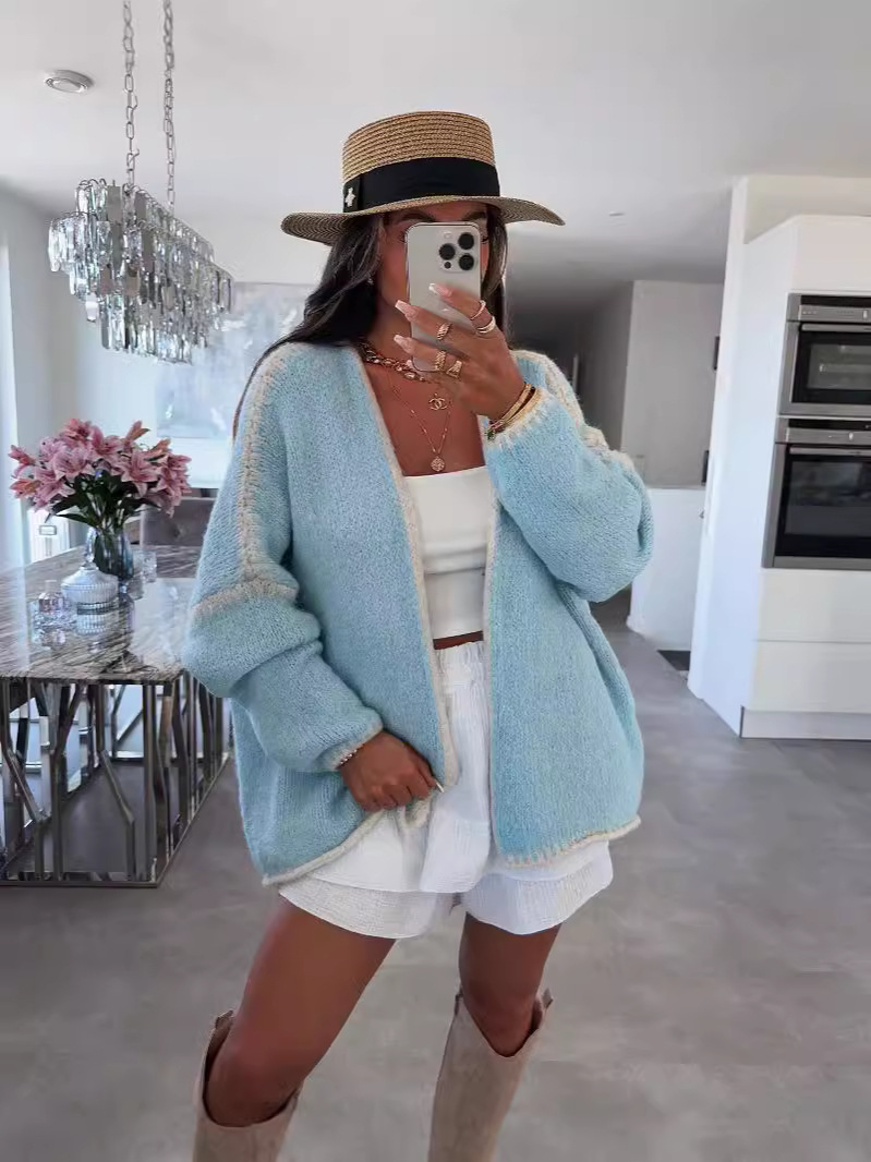 Picture of 2025 Cross-Border Autumn and Winter European and American Amazon New Knitwear Cardigan Knitwear Loose Large Size Women's Knitwear Jacket