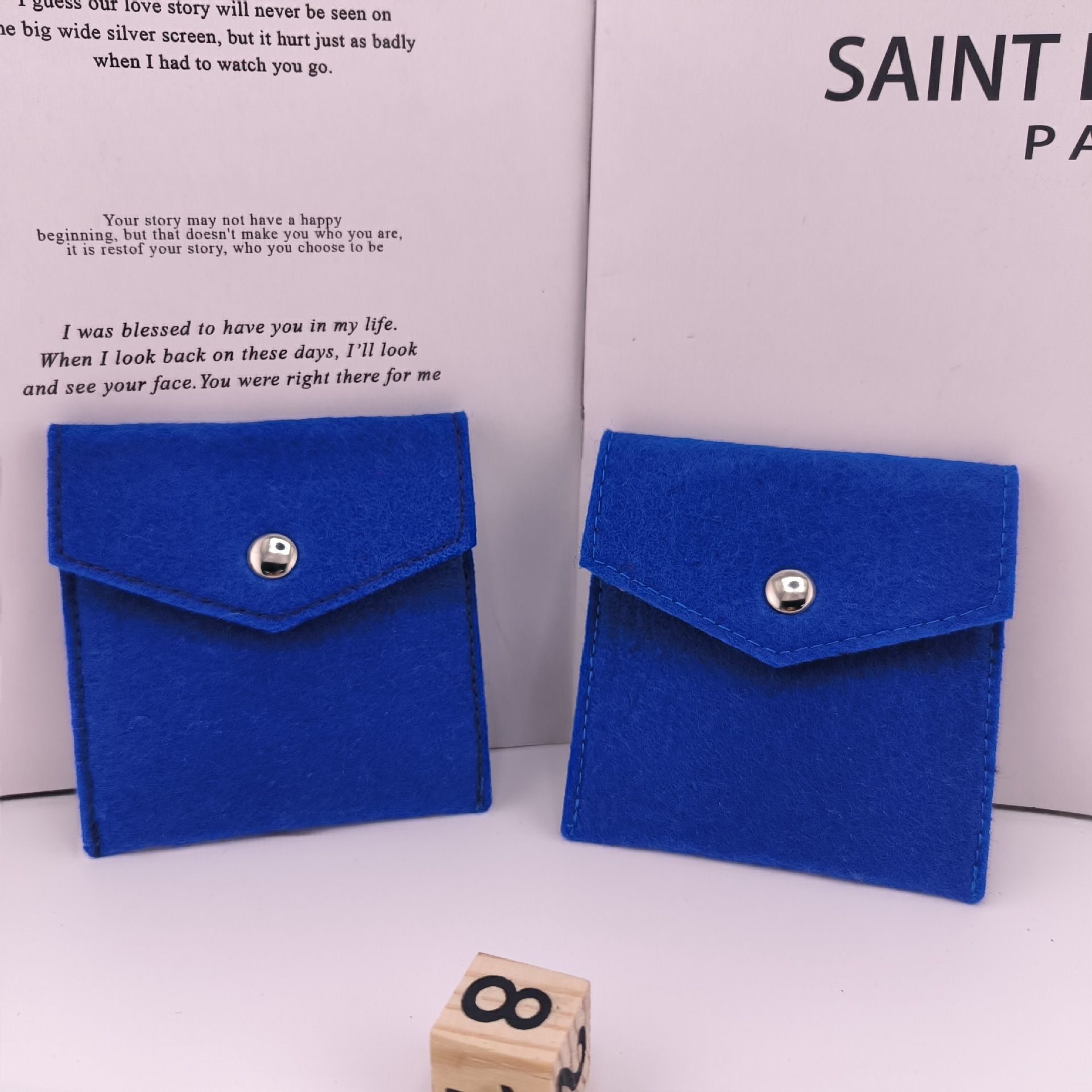 New double-sided fit velvet buckle bag earring necklace jewelry cosmetics storage bag can be added LOGO