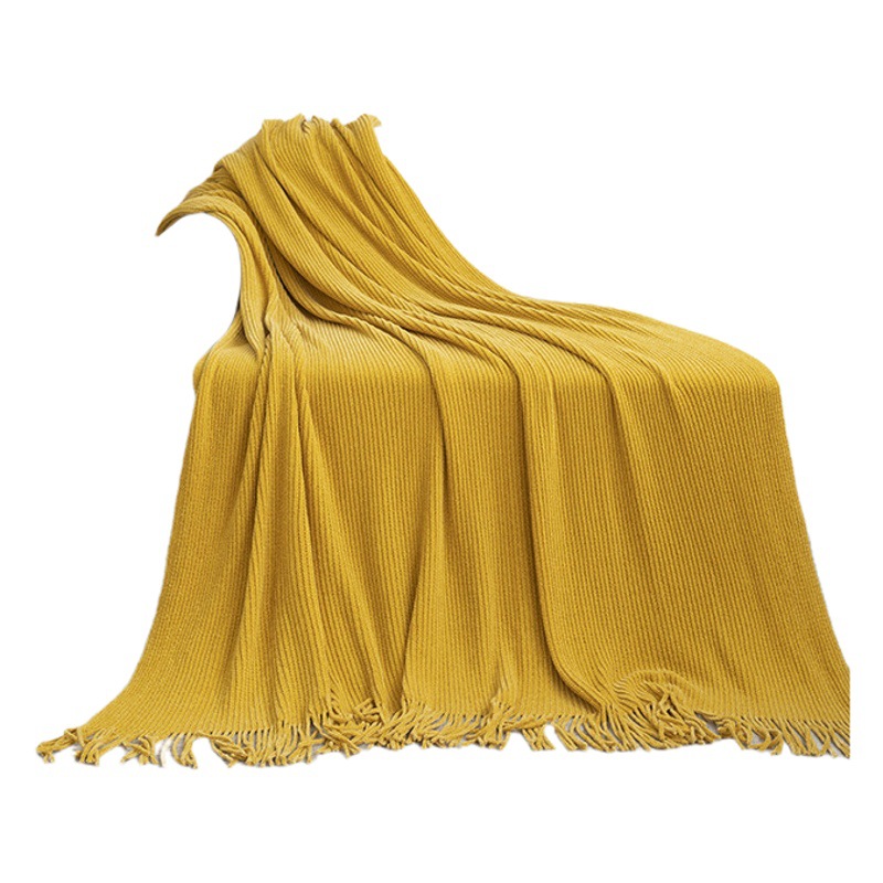 ins Nordic Style Sofa Blanket Office Nap Blanket Tassel Knitted Ball Wool Casual Air Conditioning Small Blanket