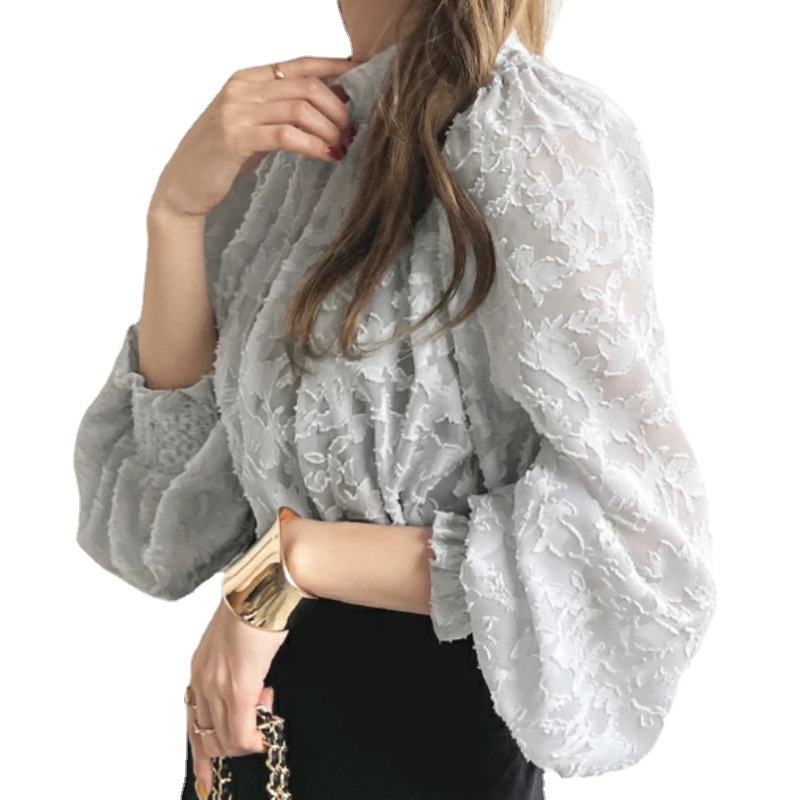 Picture of Cross-border foreign single Japanese South Korea European station foreign trade Korean pullover chiffon shirt lace top sunscreen shirt air conditioning shirt