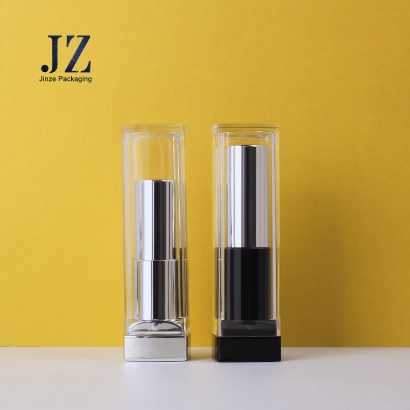 Jinze square tube buckle lipstick tube lid transparent inner tube has two sizes of lipstick tube packaging material