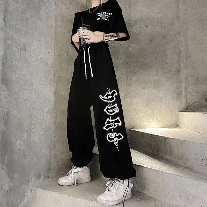 Picture of Hip-Hop Drawstring Hip-Hop American Street Style Hiphop Casual Pants Sports Loose Dipping Letter Printed Wide-Leg Pants